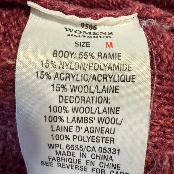 Woolrich Deep Red Knit Sweater quarter zip Size M - Picture 6 of 9